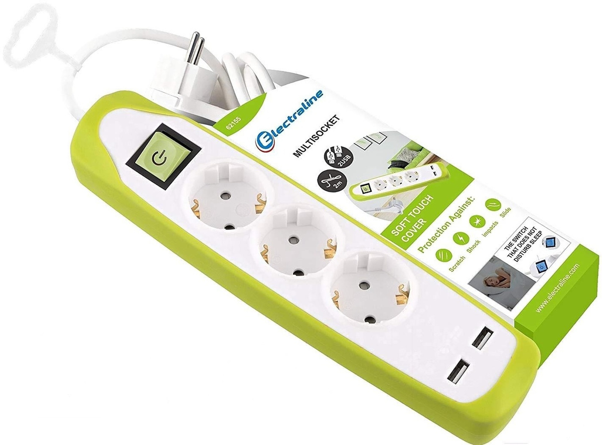 Изображение товара Удлинитель Electraline USB2 ЧС на 3 гнезда 2м для внутреннего использования