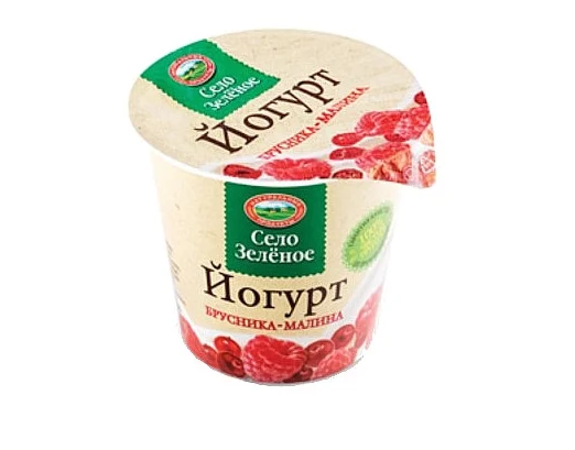 Йогурт Село Зеленое брусника, малина 3.5%, 120г