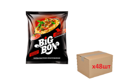 Лапша Big Bon говядина и соус томатный с базиликом, 75г x 48 шт