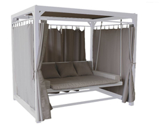 Tarrington House Качели садовые трехместные коричнево-белые со стенками, 220 х 180 х 236см