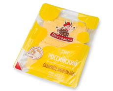 Сыр Пестравка Российский полутвердый нарезка 50%, 125г