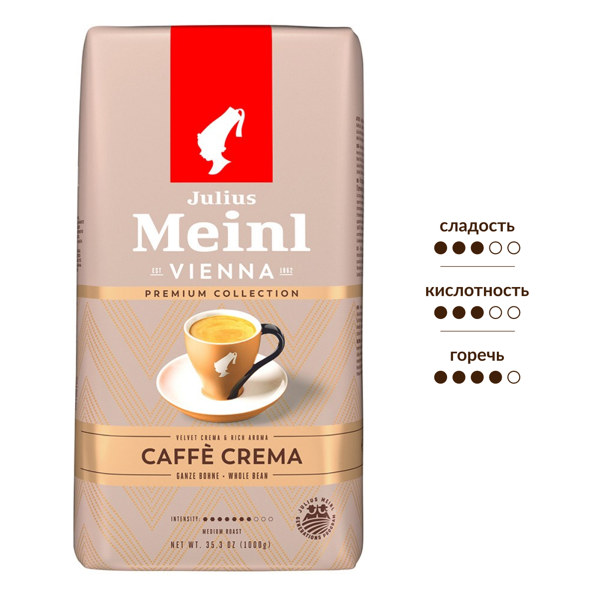 Кофе Julius Meinl Сaffe Crema Premium Collection в зернах, 1кг