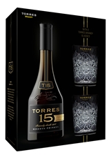 Бренди Torres Reserva Privada 15 лет с 2 стаканами в подарочной упаковке, 0.7л