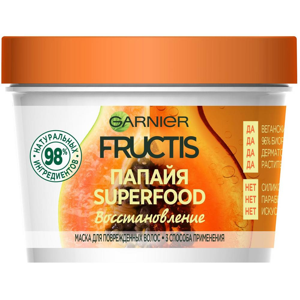 Изображение товара Маска для волос Garnier Fructis Superfood Папайя 3в1 восстанавливающая 390 мл