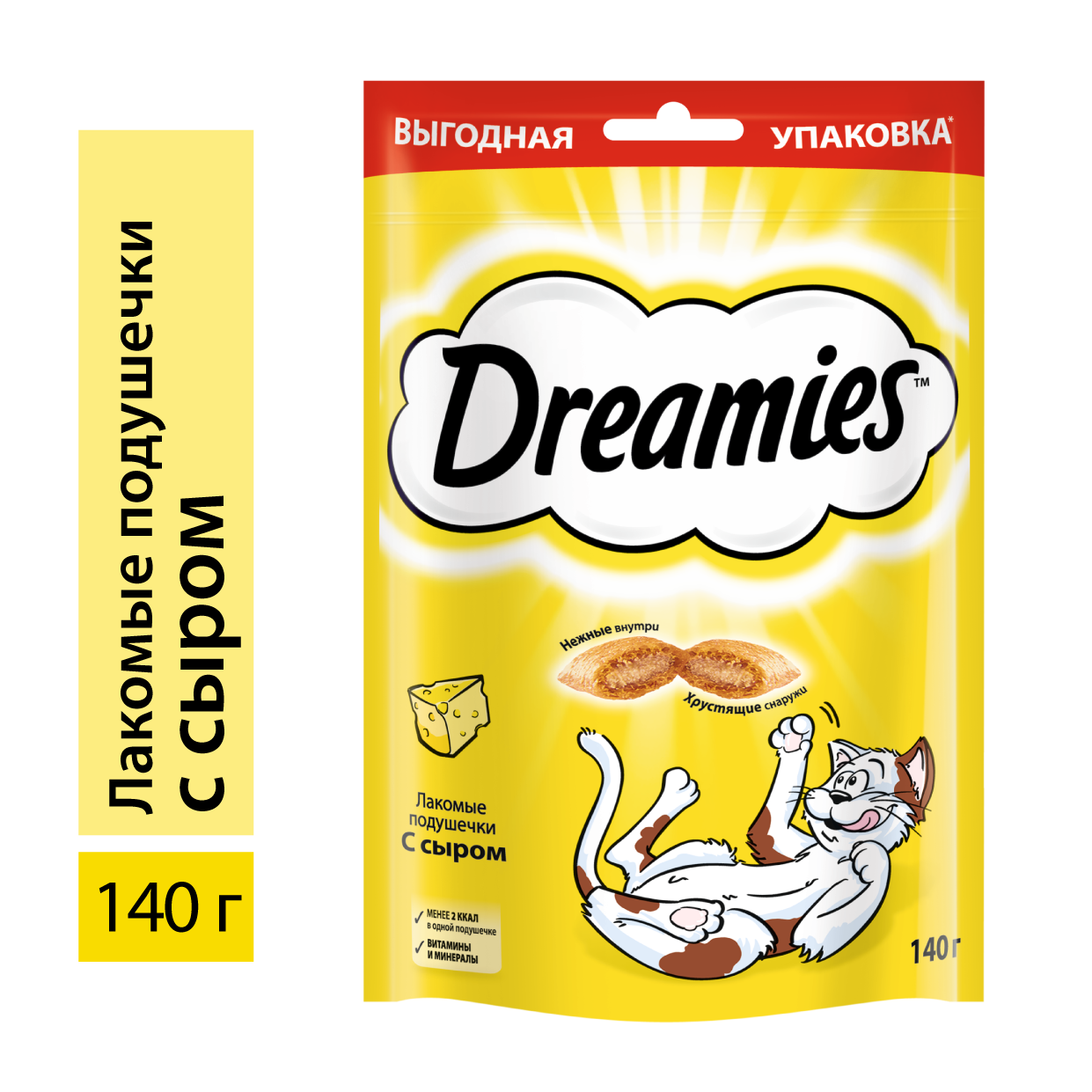 Изображение товара Лакомство Dreamies Лакомые подушечки для взрослых кошек с сыром, 140г