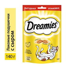 Лакомство Dreamies Лакомые подушечки для взрослых кошек с сыром, 140г
