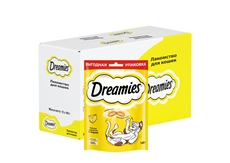 Лакомство Dreamies Лакомые подушечки для взрослых кошек с сыром, 140г x 12 шт