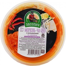 Салат ТМ Засолыч Морковь-ча с кальмарами по-корейски, 150г