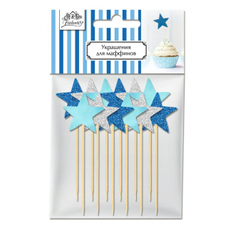 Пики для канапе Fiolento Веселая вечеринка Звезды голубые с золотом, 12 шт