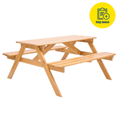 Гарнитур Фотон Пикник мобильный деревянный бежевый, 150 х 150 х 80см