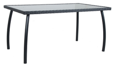 Tarrington House Стол прямоугольный искусственный ротанг сталь стекло черный, 150 x 90см