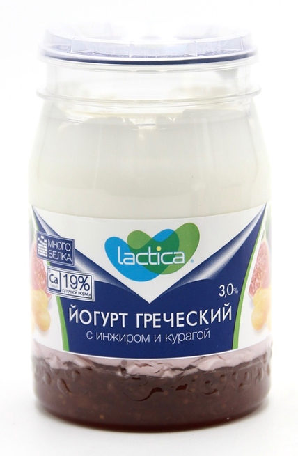 Йогурт Lactica Греческий с инжиром и курагой двухслойный 3%, 190г
