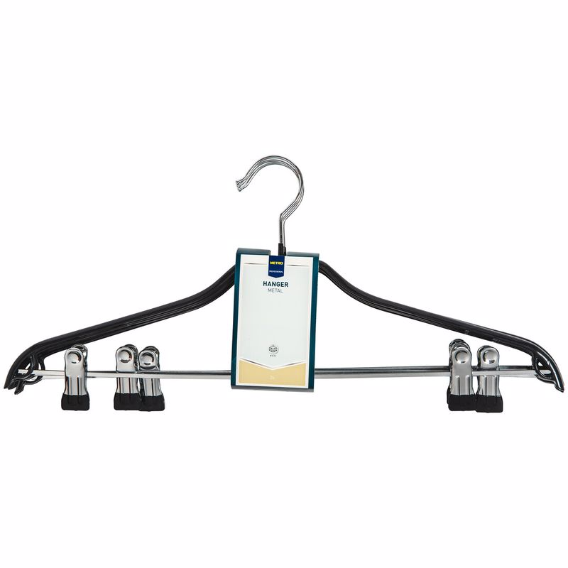 METRO PROFESSIONAL Плечики с зажимом черные 46см, 3шт