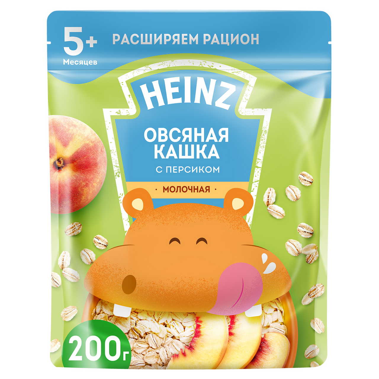 Каша Heinz овсяная молочная с персиком с 5 месяцев, 200г купить с доставкой  на дом, цены в интернет-магазине