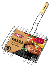 Решетка для барбекю Firewood стальная с деревянной ручкой с регулировкой глубины, 31 х 24 х 5см