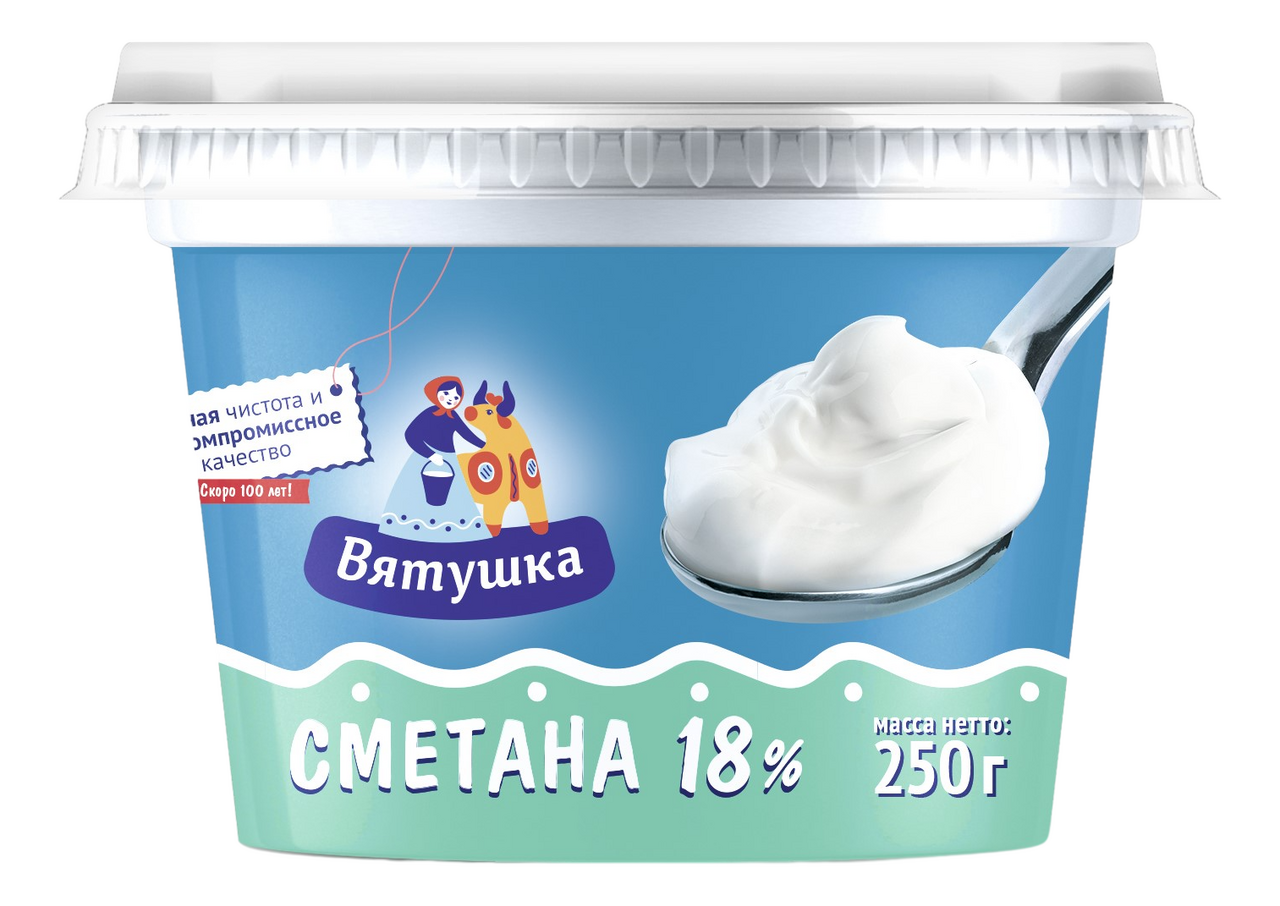 Сметана Вятушка 18%, 250г