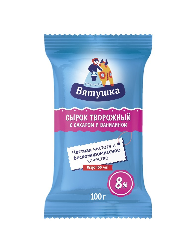 Сырок творожный Вятушка сладкий 8%, 100г купить с доставкой на дом, цены в  интернет-магазине