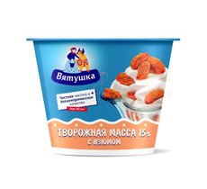 Масса творожная Вятушка с сахаром и черносливом 15%, 100г