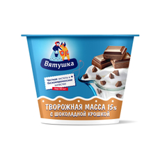 Масса творожная Вятушка с сахаром и шоколадной крошкой 15%, 100г