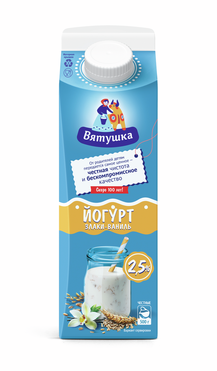 Йогурт Вятушка со злаками и ванилью 2.5%, 500г