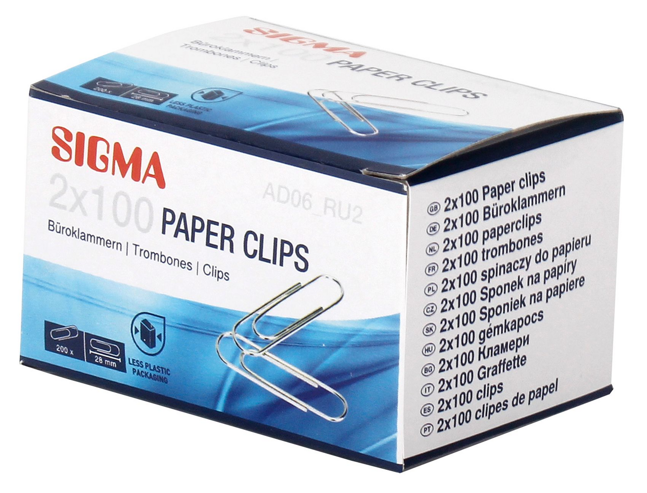 SIGMA Скрепки 28мм, 2 х 100шт