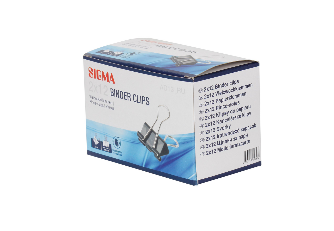 SIGMA Зажимы для бумаги 32мм, 12шт