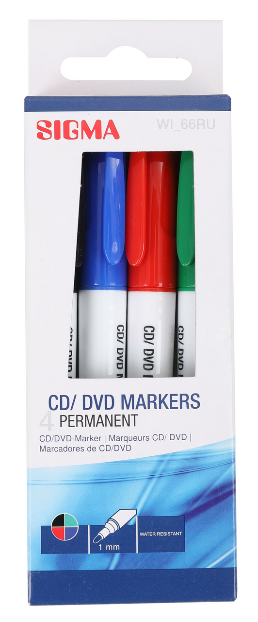 Изображение товара SIGMA Маркеры для CD и DVD перманентные 4 цвета, 4шт