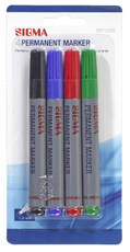 SIGMA Маркеры перманентные 4 цвета, 4шт