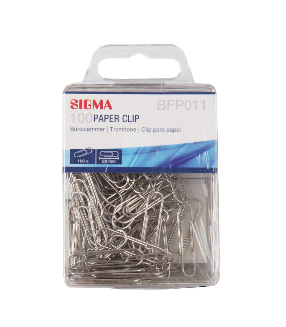 SIGMA Скрепки в пластиковой коробке 28мм, 100шт