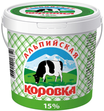 Продукт сметанный Альпийская коровка 15%, 900г
