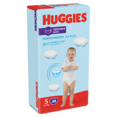 Подгузники-трусики Huggies для девочек 5 размер 12-17кг, 48шт