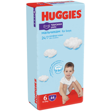 Подгузники-трусики Huggies для мальчиков 6 размер 15-25кг, 44шт