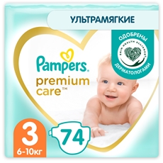 Подгузники Pampers Premium Care 3, 74шт
