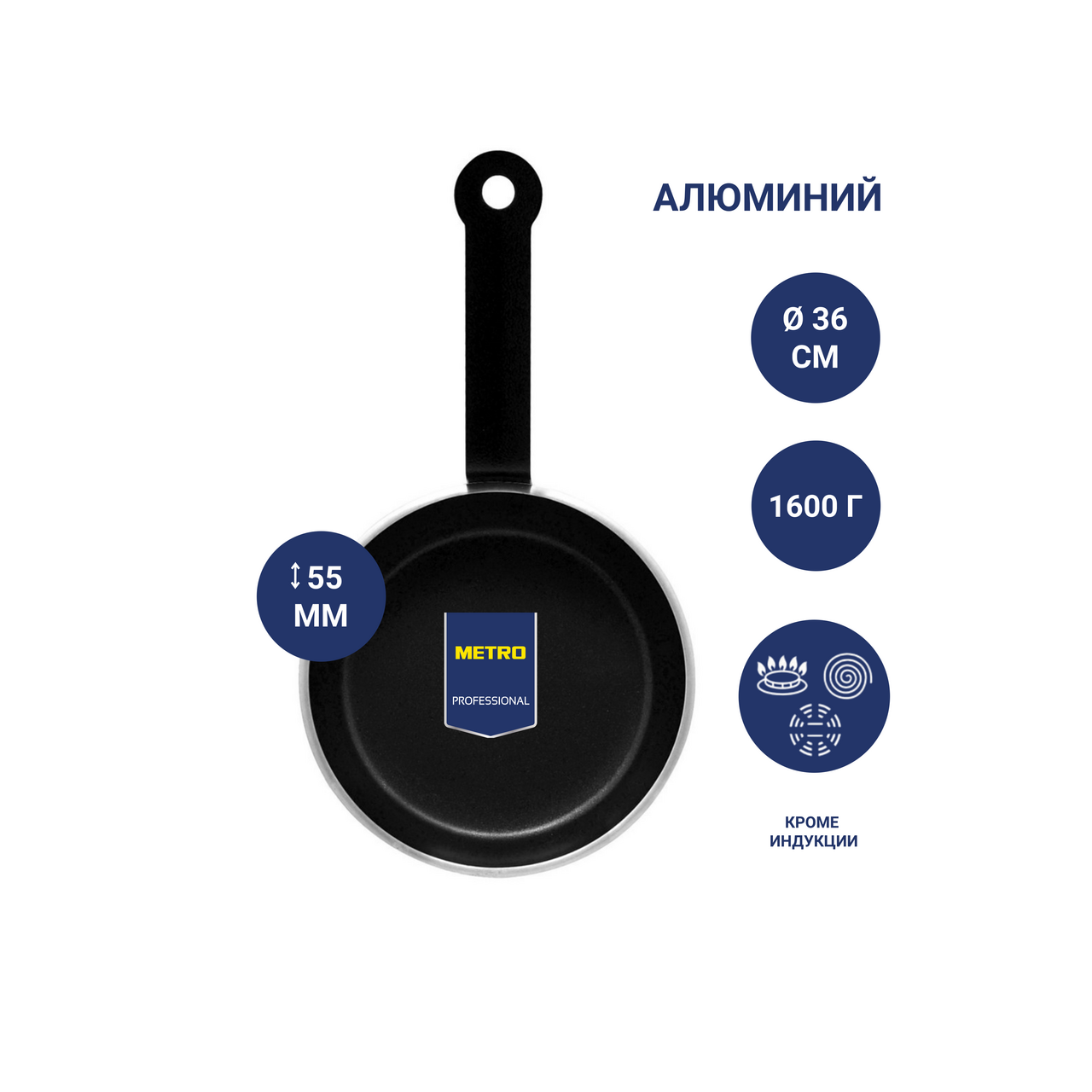 Изображение товара METRO PROFESSIONAL Сковорода с антипригарным покрытием 36см для профессиональной кухни