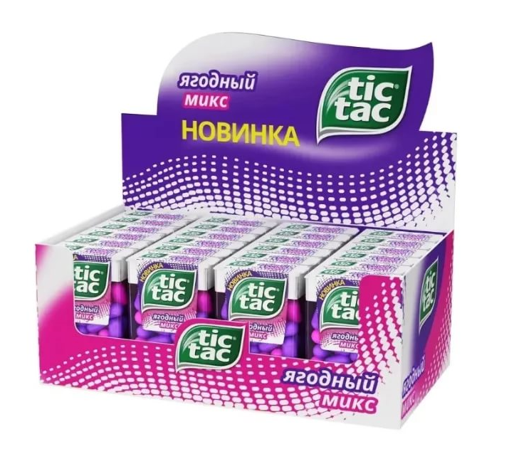 Драже Tic Tac Ягодный микс со вкусом малины и голубики, 16г x 24 шт