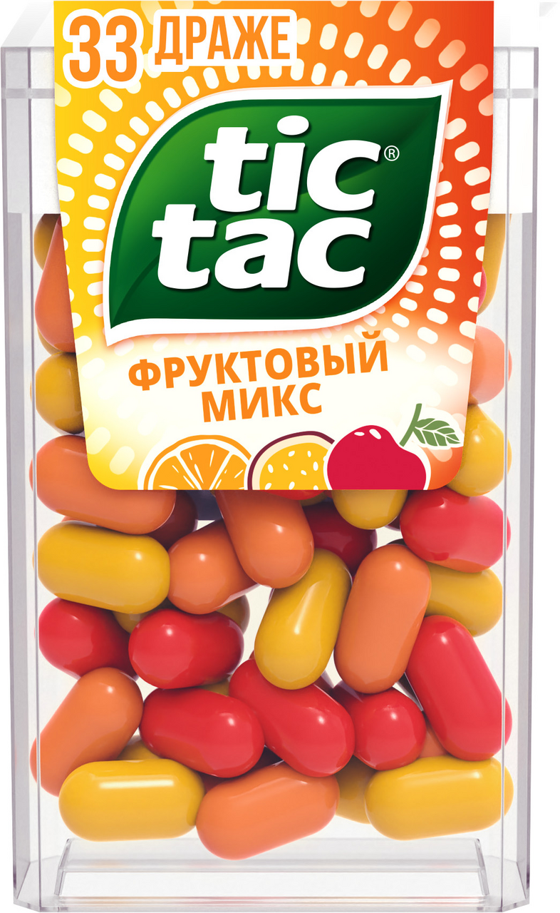 Драже Tic Tac Фруктовый микс со вкусом вишни апельсина и маракуйи, 16г ...