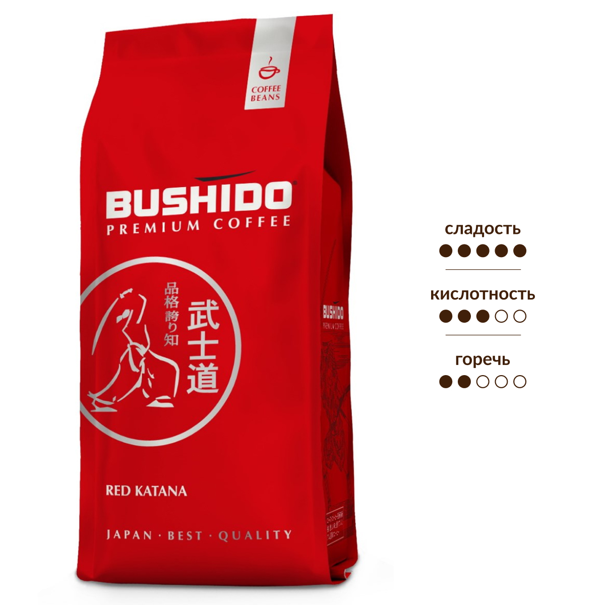 Изображение товара Кофе в зернах Bushido Red Katana 227г премиум арабика для эспрессо и капучино