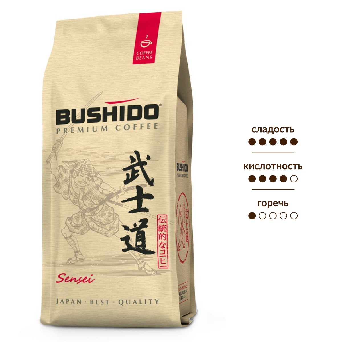 Изображение товара Кофе в зернах Bushido Sensei, 227 г, арабика, средняя обжарка, вакуумная упаковка