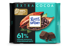 Шоколад Ritter Sport Темный 61% какао с утонченным вкусом из Никарагуа, 100г