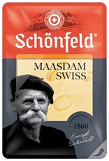 Сыр Schonfeld Швейцарский Маасдам полутвердый нарезка 48%, 125г
