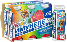 Напиток кисломолочный детский Имунеле For Kids Волшебный лес 1.5% с 3 лет, 100г x 6 шт
