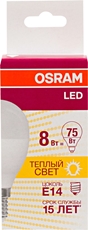 Светодиодная лампа Osram 8W E14 шар теплый белый