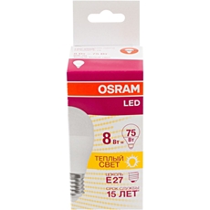 Светодиодная лампа Osram 8W E27 шар теплый белый
