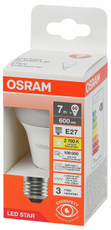 Лампа светодиодная Osram LED Star Е27 7Вт груша теплый свет матовая