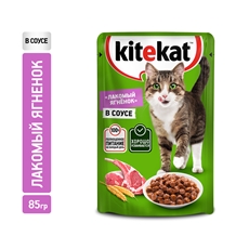 Корм влажный Kitekat соус для взрослых кошек с ягненком, 85г