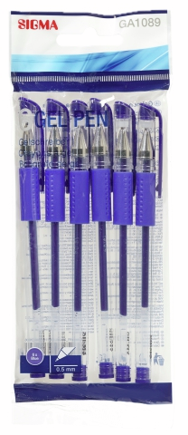 SIGMA Ручки гелевые синие, 6шт