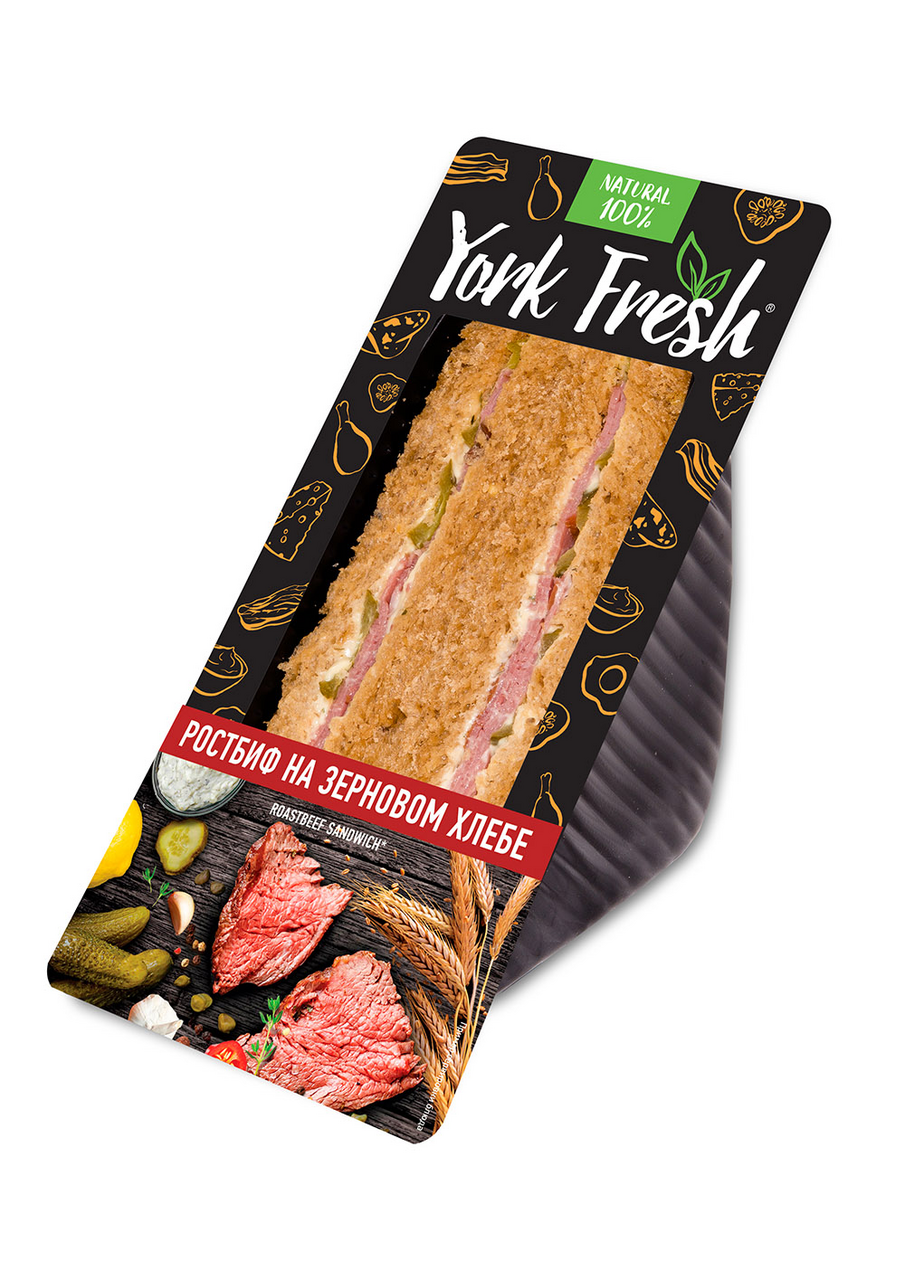 Сэндвич YORK Fresh с ростбифом на зерновом хлебе