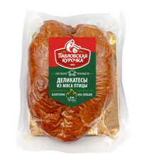 Грудка из мяса птицы Павловская курочка Деликатесы копчено-вареная, ~500г