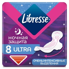 Прокладки гигиенические Libresse Ultra Ночные с мягкой поверхностью, 8шт