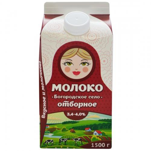 Молоко Богородское село отборное пастеризованное 3.4-4%, 1.5кг